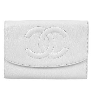 Chanel White Caviar Wallet Purse
